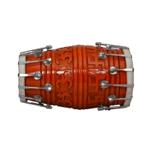 New Instrument musical Om and Swastik Carving design Wooden Dholak with NutBolt - Party and Festive Needs | Buy online on ZillyBuy