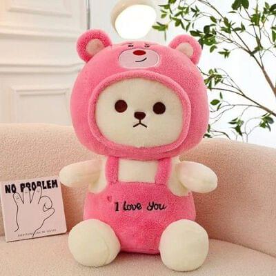 Teddy Bear with Cap - 'I Love You' Plush Toy for Kids 30 CM (Pink) - Toys and Games | Buy online on ZillyBuy