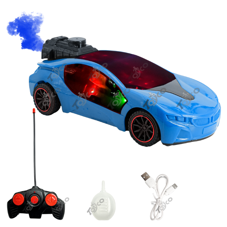 TOYCO Famous Car Remote Control1:22 Scale High-Speed RC Car with LED Spray Smoke, USB Rechargeable Battery & 2.4GHz Remote - Racing Toy for Kids 4+ (Blue) - Toys and Games | Buy online on ZillyBuy