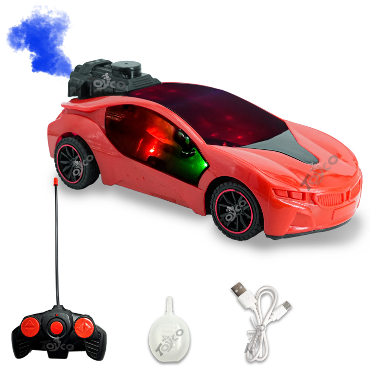 TOYCO Famous Car Remote Control1:22 Scale High-Speed RC Car with LED Spray Smoke, USB Rechargeable Battery & 2.4GHz Remote - Racing Toy for Kids 4+ (RED) - Toys and Games | Buy online on ZillyBuy