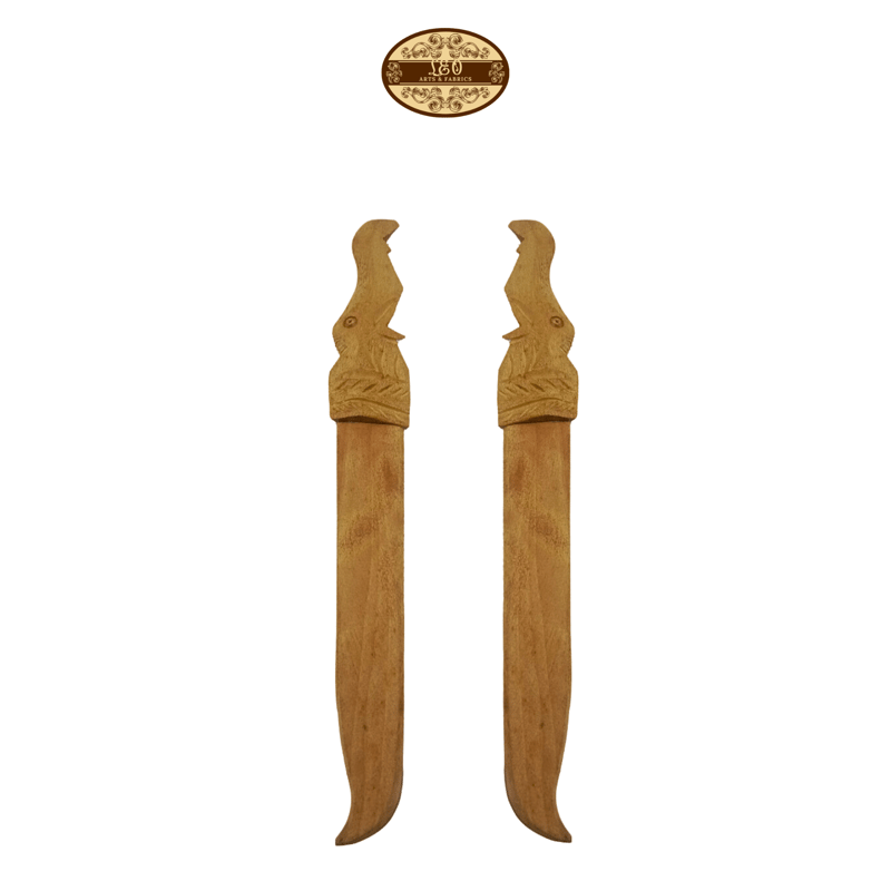 Handcrafted Wooden Paper Cutter - 17.78 cm, Elephant Figurine at Top - Pack of 2 - Stationery | Buy online on ZillyBuy