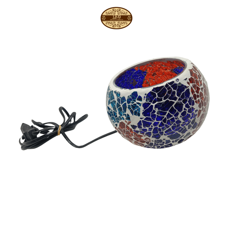 Crystal Tealight Moroccan Style LED Decorative Lamp, Blue and Red Mosaic Design - Party and Festive Needs | Buy online on ZillyBuy