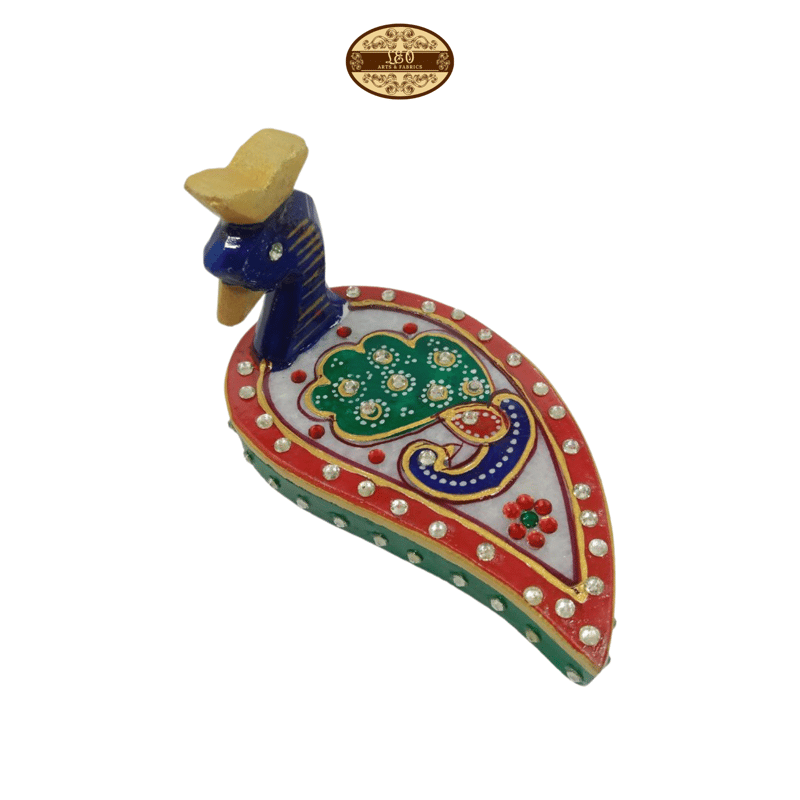 Handcrafted Marble Chopda Peacock - 11.5cm x 6.5 cm x 7cm - Pooja Needs | Buy online on ZillyBuy