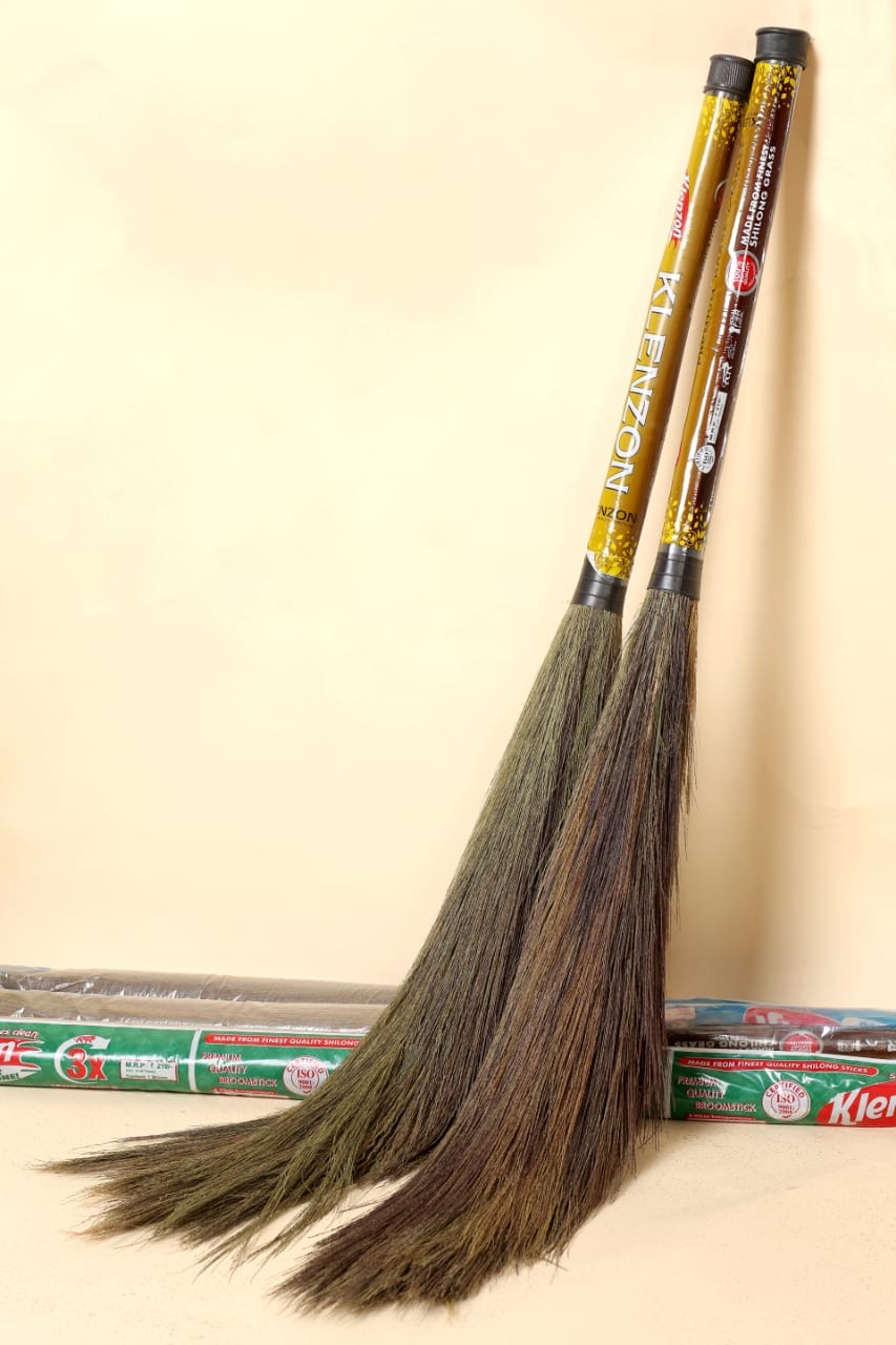 Klenzon Premium Plastic Grass Broom (Jhaado)  Heavy-Duty, Long-Lasting Floor Cleaning for Home & Commercial Use lightning yellow