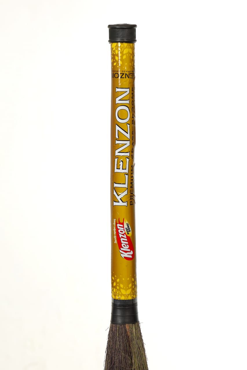 Klenzon Premium shrink Wrapped metal sheet handle Grass Broom (Jhaado)  Heavy-Duty, Long-Lasting Floor Cleaning for Home & Commercial Use buddha gold