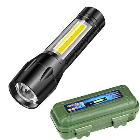 Fuel Saver Indias - Rechargeable Flashlights Super Bright Flash Light, Small Zoomable 3 Lighting Modes, Portable Tactical Flashlights (Battery Included) Qty 2 nos in Pack - Hardware, Tools and Home Safety | Buy online on ZillyBuy