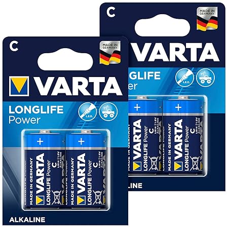 Varta LONGLIFE POWER BABY C LR14 1.5V Alkaline Battery Pack of 4 - Hardware, Tools and Home Safety | Buy online on ZillyBuy