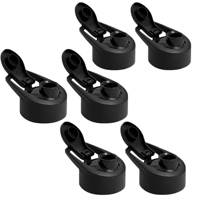 Blazetron 46mm Sipper Bottle Cap Replacement Water Bottle Lid, Black Plastic, Flip-Top Design (4) black
