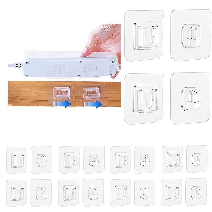 JIALTO 10 Pcs Heavy Duty Waterproof Double-Sided Adhesive Wall Hooks - Strong Plastic Hooks for Wall Hangings, Robes Finish alabaster