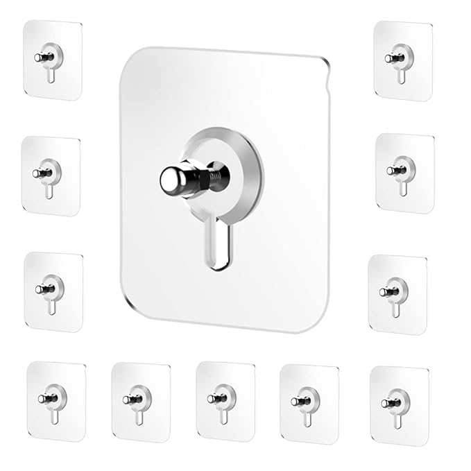 JIALTO Adhesive Nails Wall Poster Non-Trace Stick Wall Hook, Adhesive Hooks, Heavy Duty Wall Hooks for Hanging, Durable Practical Transparent Strong Adhesive Screw Nail Hook(10 Pack) alabaster