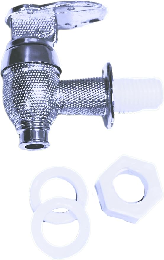 Hope Kart Plastic Tap for Matka Clay Copper Pot Wash Basin Bathroom Kitchen Sink Home Filter Water Dispenser PVC Touch On Type with Fixtures Fittings Set Pack of 1 (Plastic Steel Silver Type) silver