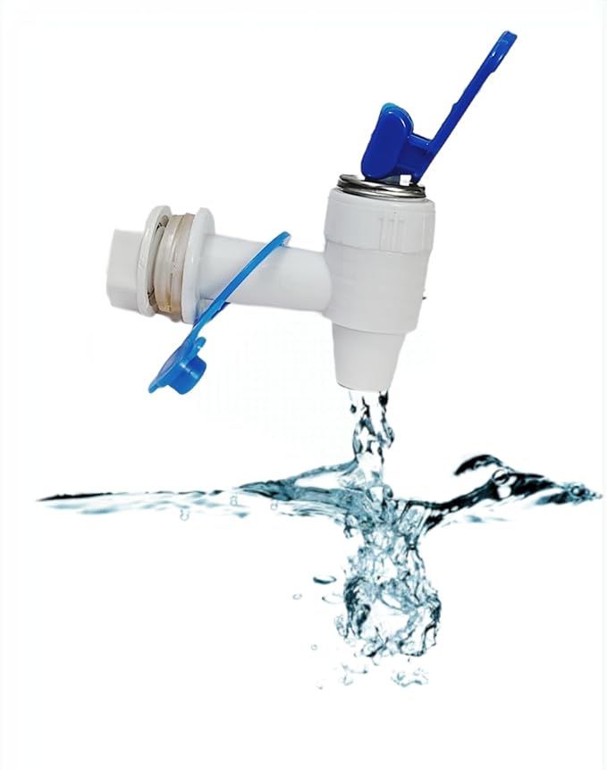 Hope Kart Plastic Tap for Matka Clay Copper Pot Wash Basin Bathroom Kitchen Sink Home Filter Water Dispenser PVC Touch On Type with Fixtures Fittings Set Pack of 1 (Plastic White Tap) white