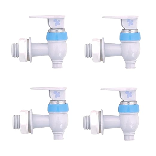 AMPEREUS Plastic Polished 4 Pcs Ro Jar Or Water Dispenser Tap (Dolphine Type) Compatible For Most Of Water Filter,Water Jar,Matka And All Kinds Of Water Contaners. white