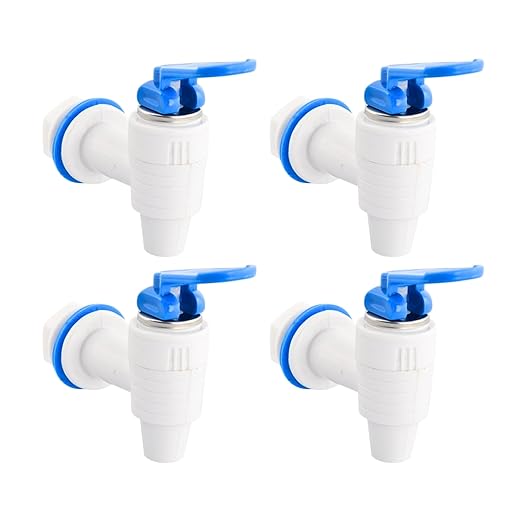 AMPEREUS 4 Pcs RO Purifier Tap Set - Compatible with Kent, Swift, Aquafresh, Assembled/Branded RO Systems - White white