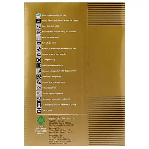 Copy Gold 75GSM A4 size Copier Paper - Pack Of 1 Ream (500 sheets) - Stationery | Buy online on ZillyBuy