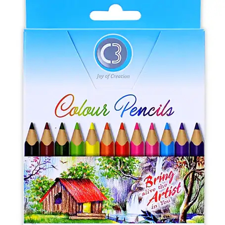 C3 Triangular Short Colored Pencils Box - Stationery | Buy online on ZillyBuy