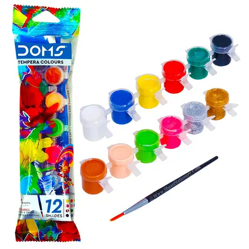 DOMS Tempera Colours 12 Shades with Gold and Silver Glitter Colours - Stationery | Buy online on ZillyBuy