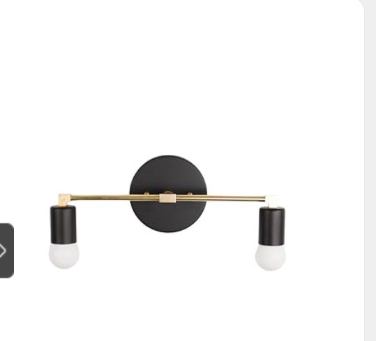 Modern Wall Sconce 2 Holder Brass Antique and Metal Black Vanity Light black