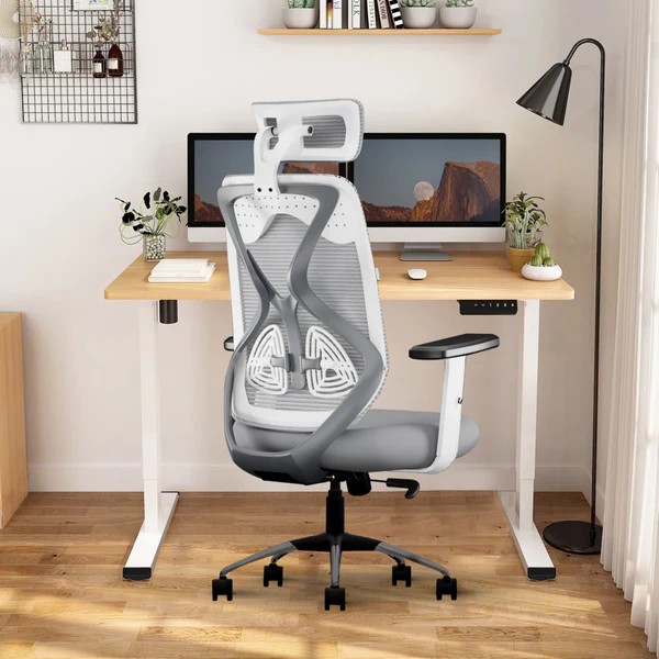 Apkainterior Ergonomic Mesh Executive Office and Home Chair (Grey) white