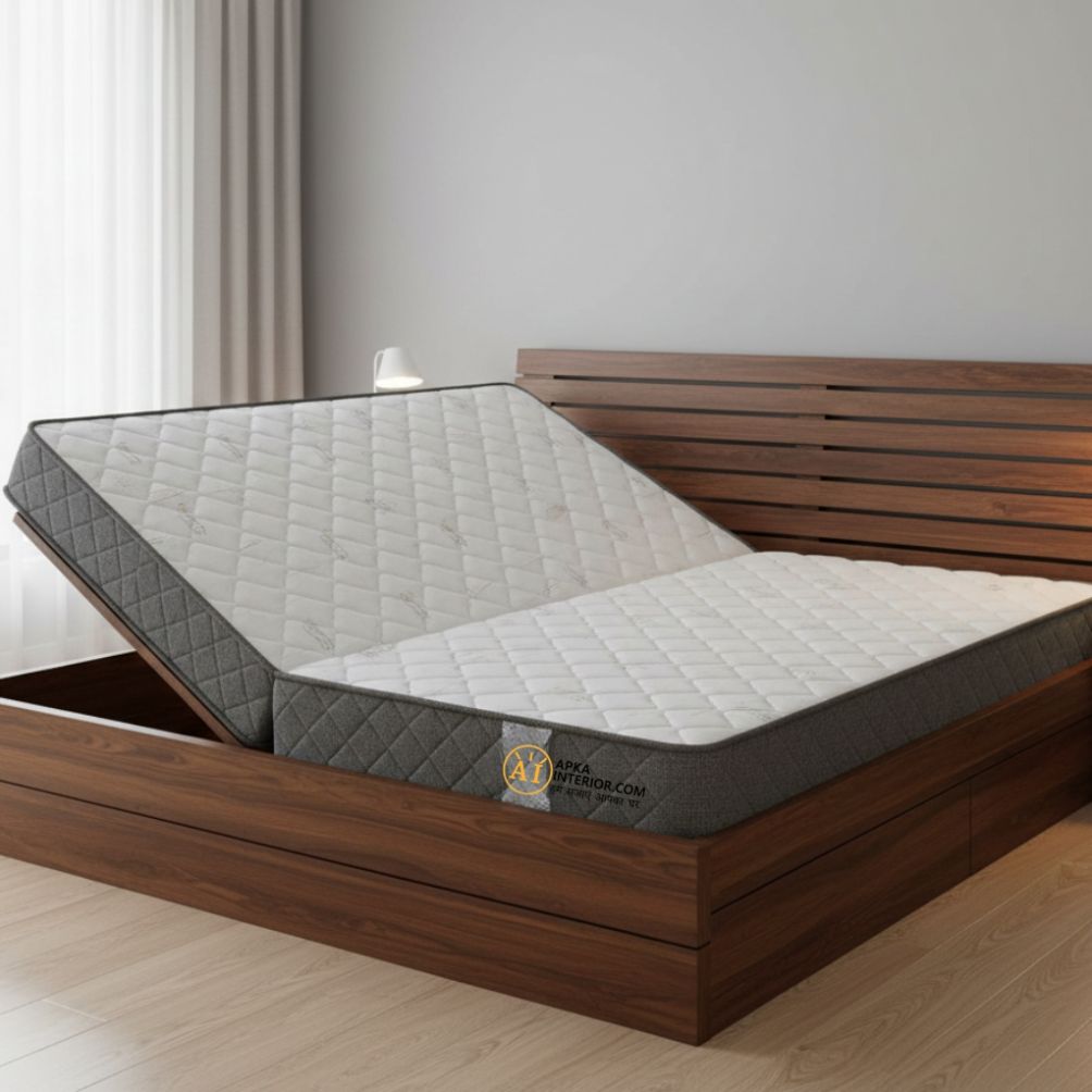 Queen Size 4-Inch Orthopaedic Foldable Mattress (72X60), Dual Fold, Extra Comfort Pu Foam Floor Bed For Guests and Travel white