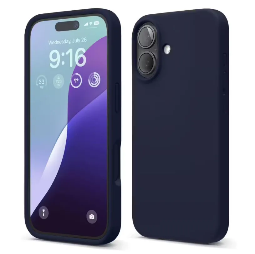 Kozykit Soft Silicone Case for iPhone 17  Navy Blue | Shockproof, Dustproof & Anti-Skid Phone Cover | Liquid Silicone Back Cover with Microfiber Lining | Slim Protective iPhone 17 Case navy blue