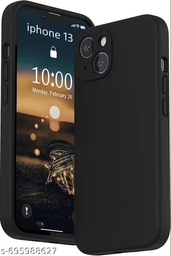 Kozykit Back Cover Compatible with iPhone 13 | Liquid Silicone Soft Touch Case | Full Protection Shockproof Slim Back Cover | Stylish Mobile Cover for iPhone 13 (Black Colour) black