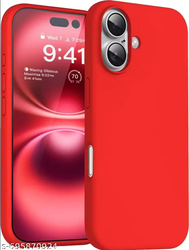 Kozykit Compatible for iPhone 16 Case 6.1, Slim Liquid Silicone 3 Layers Full Covered Soft Gel Rubber Phone Case Protective Cover 6.1 Inch  - Red coral red