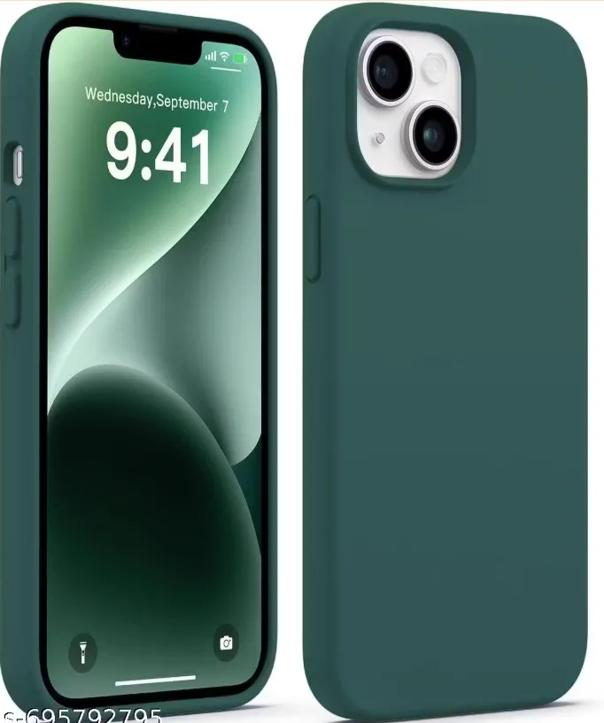 Kozykit Liquid Silicone Case Compatible with iPhone 14 | Soft Gel Rubber Back Cover | Non-Slip Full Body Protection Shockproof Case | Microfiber Lining Mobile Cover | Green Colour elf green