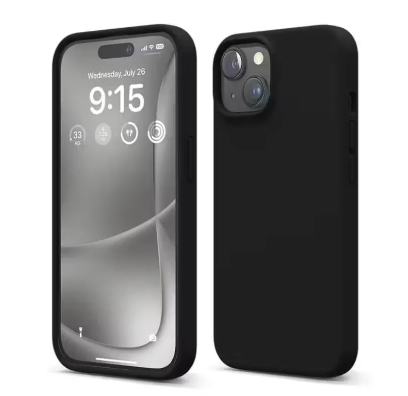 Kozykit Liquid Silicone Case Compatible with iPhone 15 Case, Full Body Protective Cover, Shockproof, Slim Phone Case, Anti-Scratch Soft Microfiber Lining - (Black) black