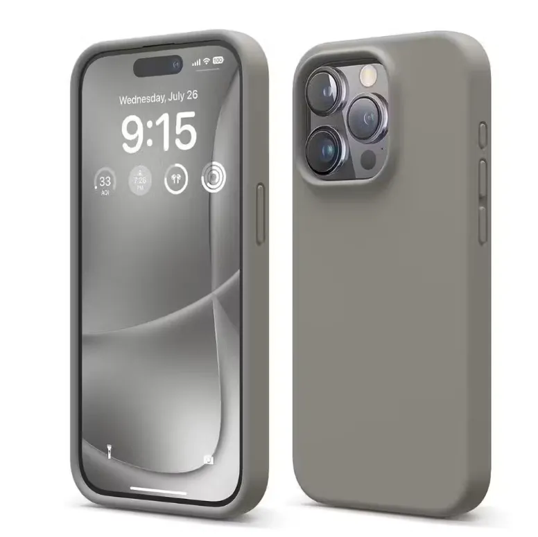 Kozykit Liquid Silicone Case Compatible with iPhone 15 Case, Full Body Protective Cover, Shockproof, Slim Phone Case, Anti-Scratch Soft Microfiber Lining - (Grey) dusty gray