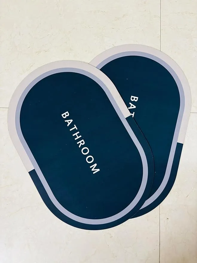 Rubber Bath mats Quick-Drying Non-Slip Bathroom mat Super Absorbent Bath mat Instant Dry Bath mat, Bathroom Rug in Front of The Kitchen Sink, Shower Room, Bathtub, Oval (Grey Blue) astronaut blue