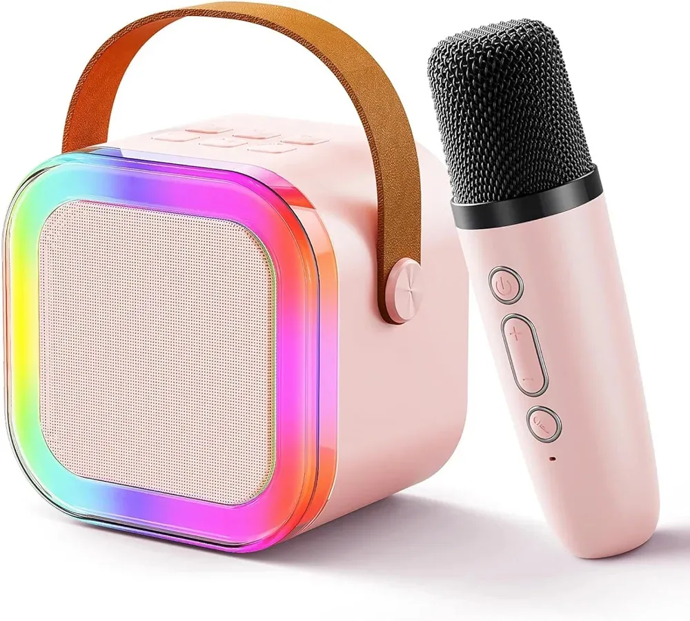 Karaoke Microphone with SpeakerK-12Bluetooth + WiredRechargeablePlastic + MetalParty, Home, Kids, Outdoor carnation pink