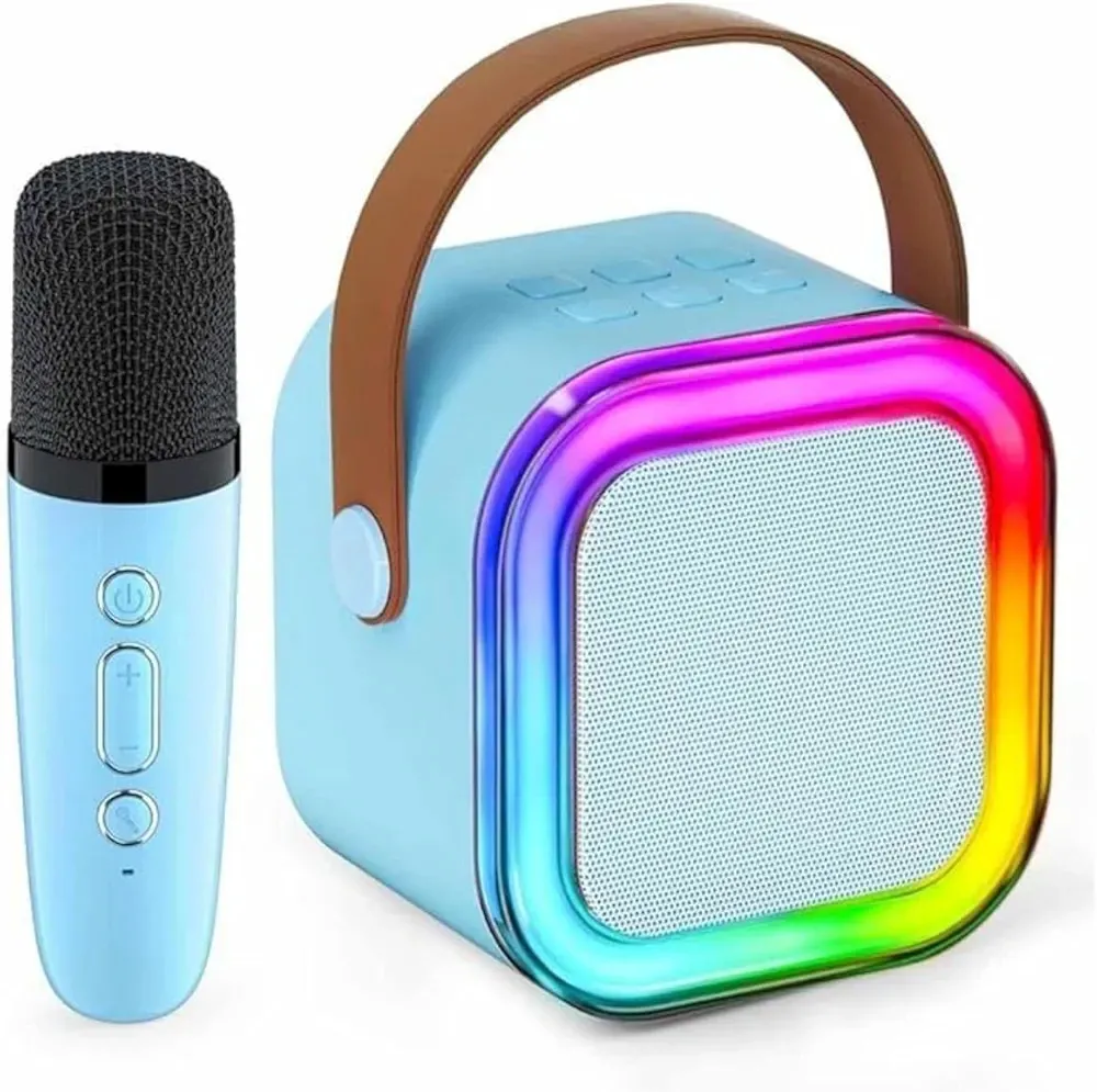 Karaoke Microphone with SpeakerK-12Bluetooth + WiredRechargeablePlastic + MetalParty, Home, Kids, Outdoor aquamarine blue