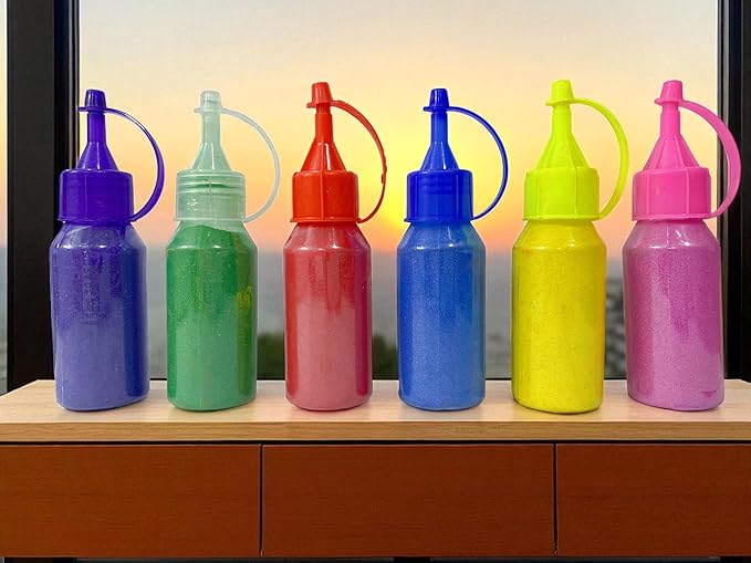 Rangoli Powder Bottle Set 6 Squeeze Bottles for Diwali, Navratri, Pongal, Pooja & Mandir Decoration (Multicolor) - Party and Festive Needs | Buy online on ZillyBuy
