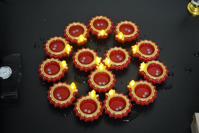 LED Water Sensor Diya Set of 6  Multicolor Battery Operated Electric Diyas | Smokeless Diwali Decoration Lights for Home, Pooja & Office Decor - Party and Festive Needs | Buy online on ZillyBuy