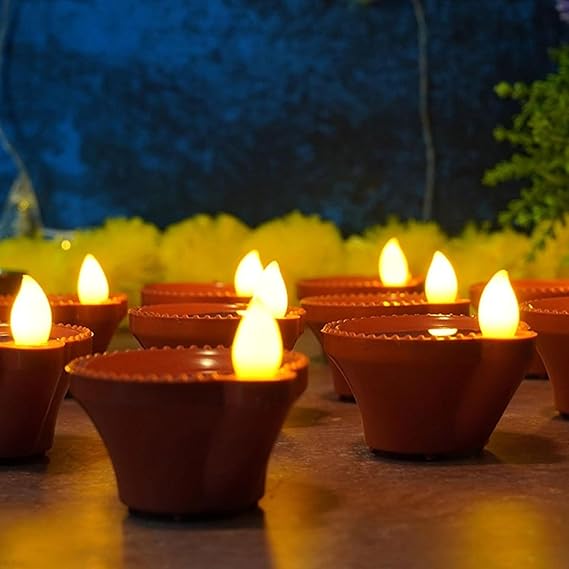Water Sensor Electric Diya 6 Pcs  LED Diya for Home Decoration, Smokeless Flameless Artifical Lights for Diwali, Birthday and All Occasions - Party and Festive Needs | Buy online on ZillyBuy