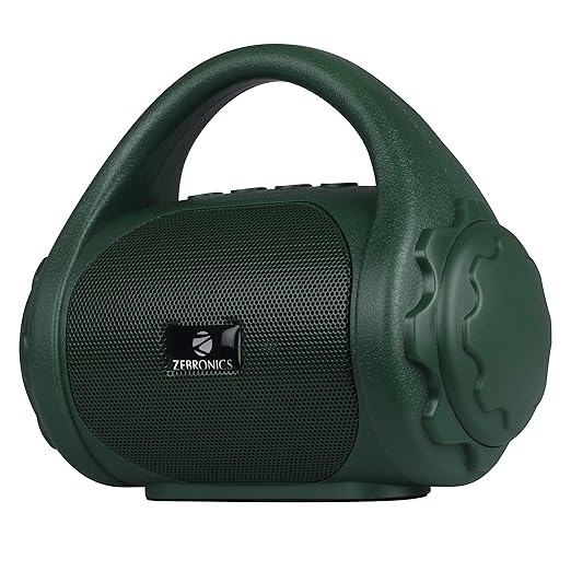 Zebronics ZEB-COUNTY 3W Wireless Bluetooth Portable Speaker With Supporting Carry Handle, USB, SD Card, AUX, FM & Call Function. (Green)