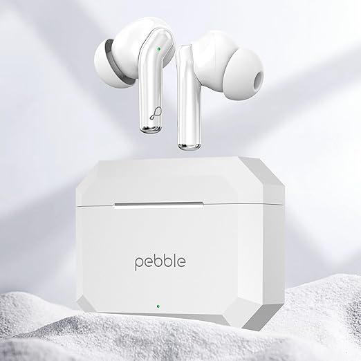 Pebble Glory Buds AI Environmental Noice Cancellation, Premium Design, Fast Paring, 10mm Dynamic Driver, Splash Proof, Type C Charging (White)