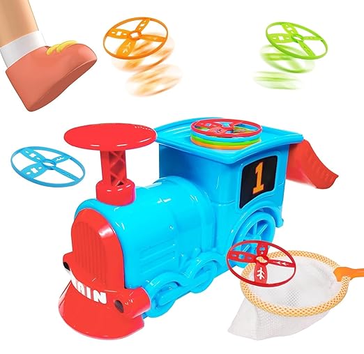 Braintastic Train Flying Disc Launcher with 8 Discs, 2 Catch Nets, Step-On Fly and Catch Flying Saucer Set-Multicolor for Kids (Multicolor) - Toys and Games | Buy online on ZillyBuy