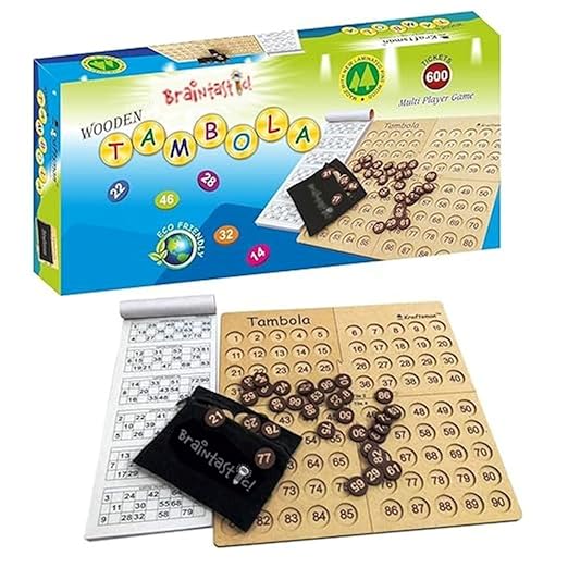 Braintastic Wooden Tambola/Housie Board Game with 600 Different Tickets,1-90 Coins, Fixing Checking Board and Cloth Pouch to Keep Your Coins Safe - Toys and Games | Buy online on ZillyBuy