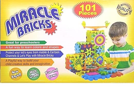 Braintastic Battery Operated 101pcs Rotating Building Blocks with Gears for STEM Learning, Educational Toys for Girls and Boys, Miracle Bricks Motorized Spinning Talent Puzzle(101 Pieces) - Toys and Games | Buy online on ZillyBuy