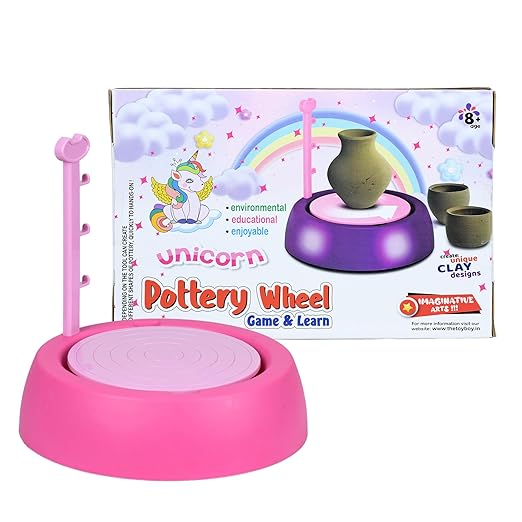 Unicorn Kids Pottery Wheel Kit - Battery Operated Pottery Wheel & Painting Kit for Beginners with Modeling Clay, Sculpting Clay & Tools, Arts & Crafts Kids Age 8-12, 9yrs+ (Unicorn) - Toys and Games | Buy online on ZillyBuy