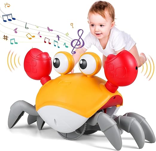 Braintastic Rechargeable Crawling, Dancing Crab Baby Toy with Led Lights up Interative Musical Toy with Sensor for Kids, Toddlers, Infants, Babies of Age group1-3 Years(Random Color) - Toys and Games | Buy online on ZillyBuy