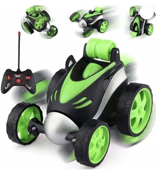 Braintastic Mini Stunt Remote Control Rechargeable Car Toy for Kids-360 Rotating & Rolling (Green) - Toys and Games | Buy online on ZillyBuy
