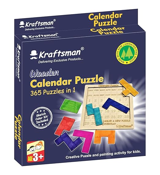 Braintastic Wooden Jigsaw Puzzle Travel Board Game Learning & Creative Educational Intelligence Brain Games Sorting Puzzle Toys for Kids (Calendar Puzzle) - Toys and Games | Buy online on ZillyBuy
