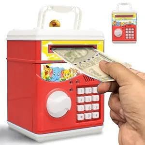 Braintastic ATM Bank for Kids, Battery Operated, Password Protected, Auto Door with Light and Music (Red) - Toys and Games | Buy online on ZillyBuy