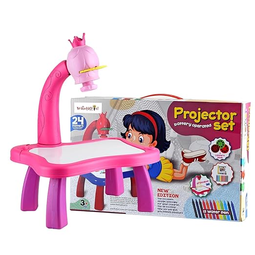 Braintastic Drawing Kids Projector Set Painting Desk Table with Patterns & Colorful Water Pens Table Lamp for Better Creativity & Education Board Game Toys for Kids - Toys and Games | Buy online on ZillyBuy