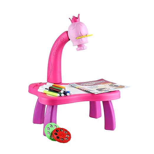 Braintastic Draw & Trace Projector Table with Light, Patterns & Colorful Pens for 3+Years Kids(Pink Color) - Toys and Games | Buy online on ZillyBuy