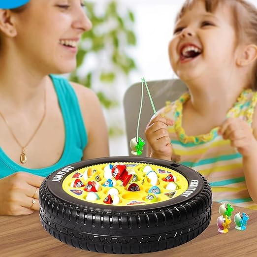 Braintastic Motorize Spinning Musical Fishing Game Toy with Multicolor 21 Fishes & 4 Fish Catching Sticks for Kids - Toys and Games | Buy online on ZillyBuy