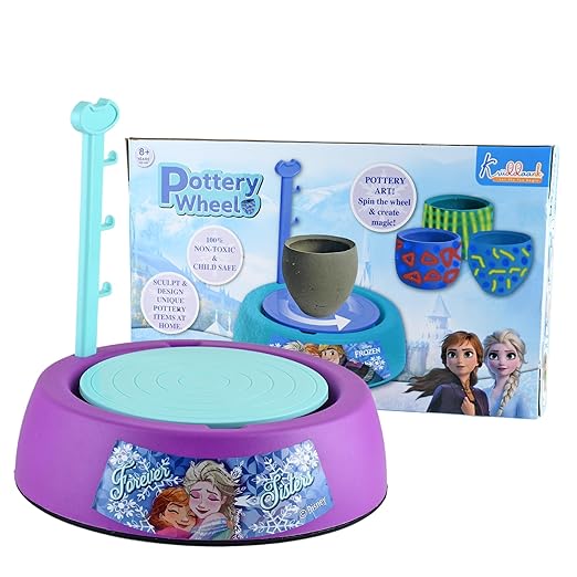 Kriiddaank Frozen Kids Pottery Wheel Battery Operated With Molding Clay & Painting Kit Set Learning And Education Multicolor Board Game Toys For Kids (Frozen) - Toys and Games | Buy online on ZillyBuy
